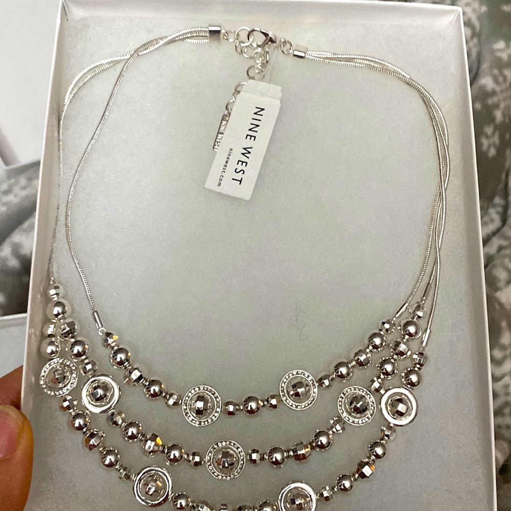 Nine West 3 strand silver necklace NWT